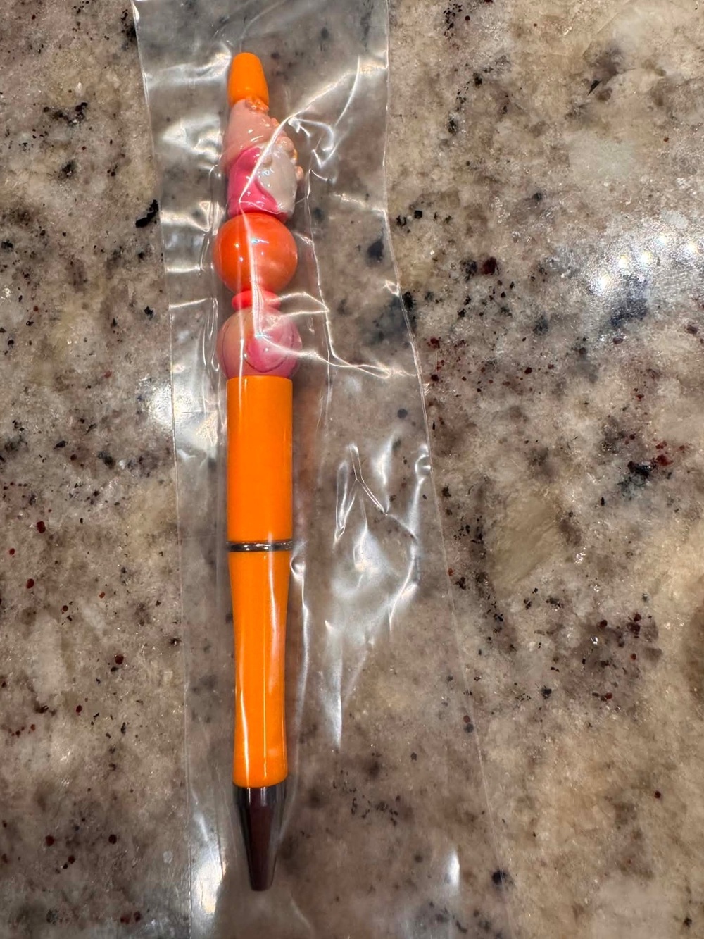 Nome top Orange Beaded Ballpoint Pen with Pink & Cream Accents